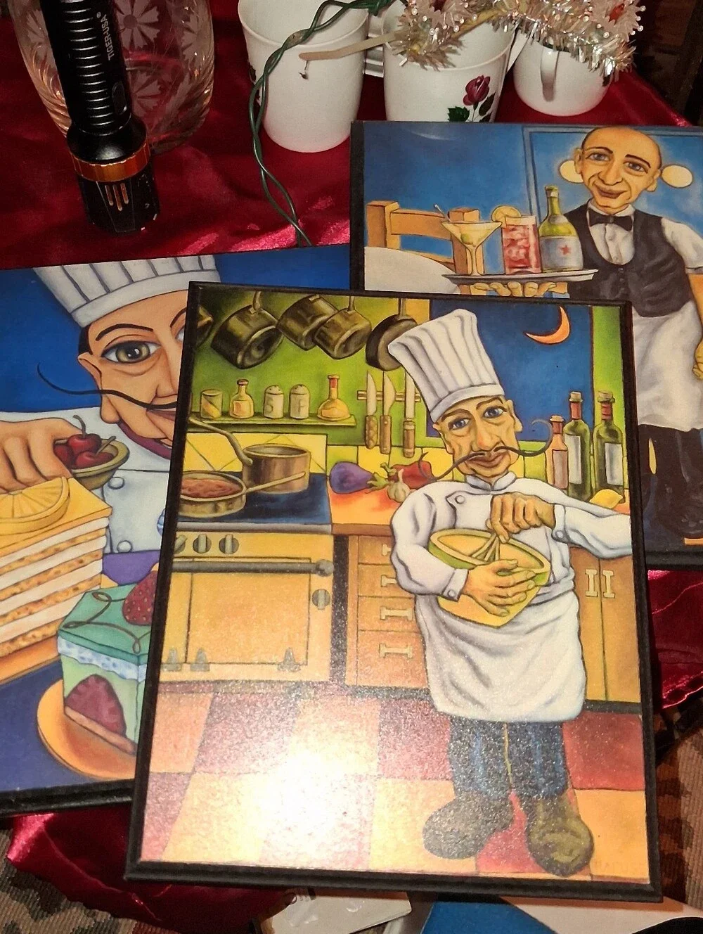 Chef Illustration Kitchen Wall Art Print - Multicolor RAFUASE SET OF 3